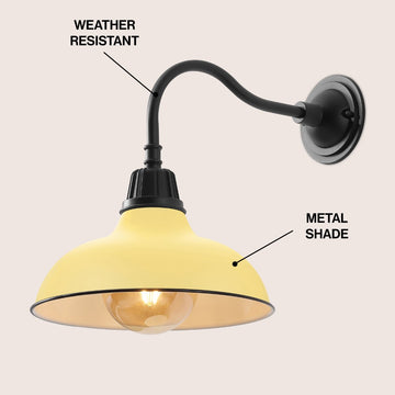 Aurora 12.25" Farmhouse Industrial Indoor/Outdoor Iron LED Gooseneck Arm Outdoor Sconce